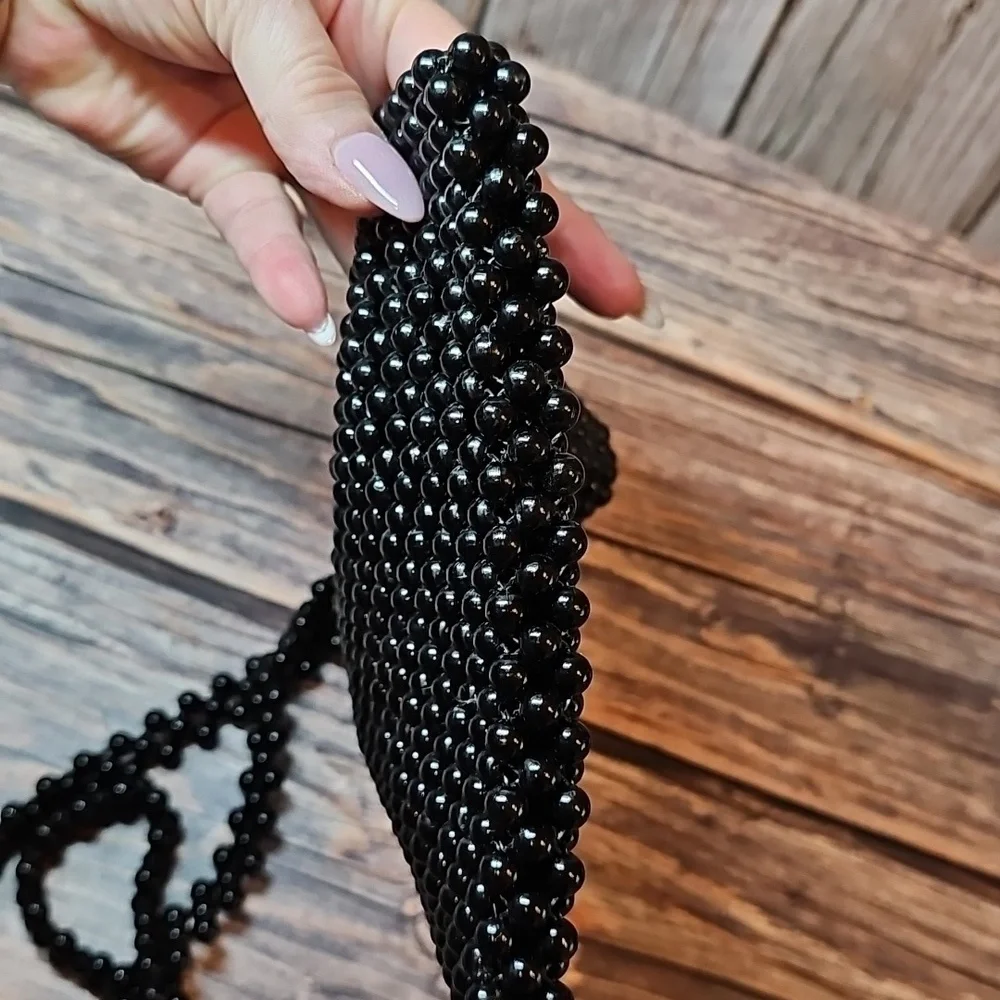 BLACK BEADED CROSSBODY BAG - Picture 7 of 10